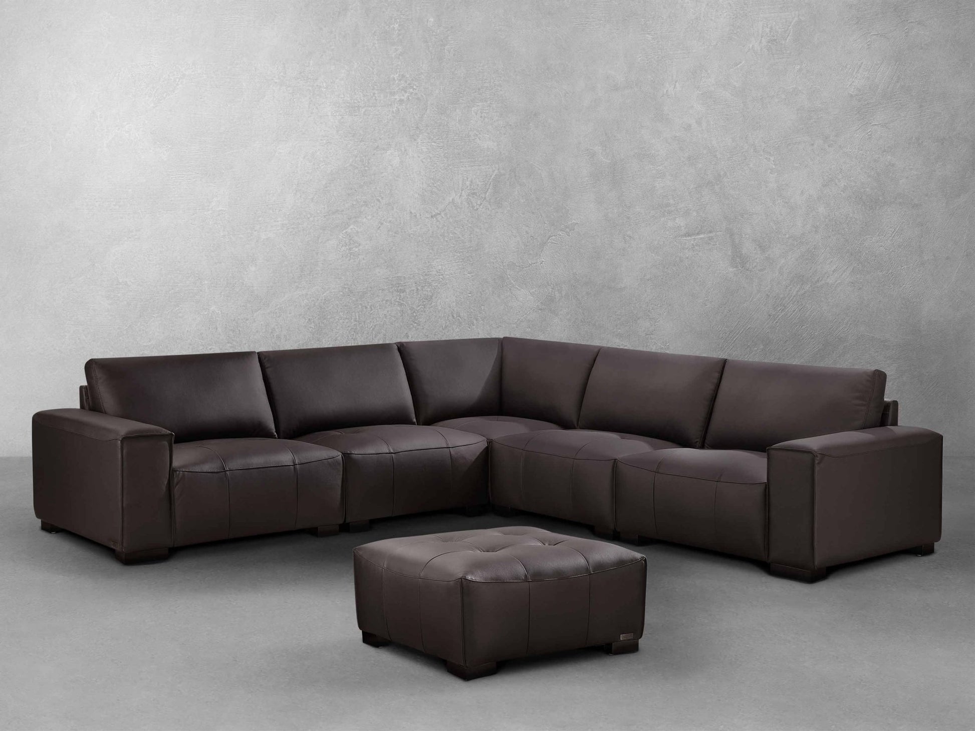 Teagan 6-pc Leather Modular Sectional - Brown - Abbyson - Living Room