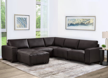 Teagan 6-pc Leather Modular Sectional - Brown - Abbyson - Living Room