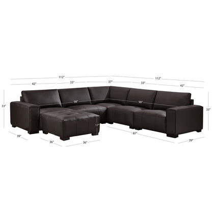 Teagan 6-pc Leather Modular Sectional - Brown - Abbyson - Living Room