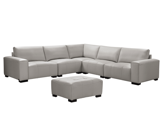 Teagan 6-pc Leather Modular Sectional - Gray - Abbyson - Living Room