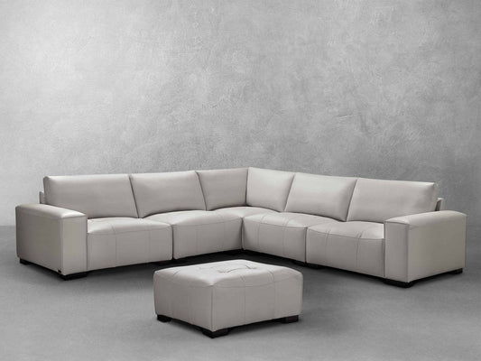 Teagan 6-pc Leather Modular Sectional - Gray - Abbyson - Living Room