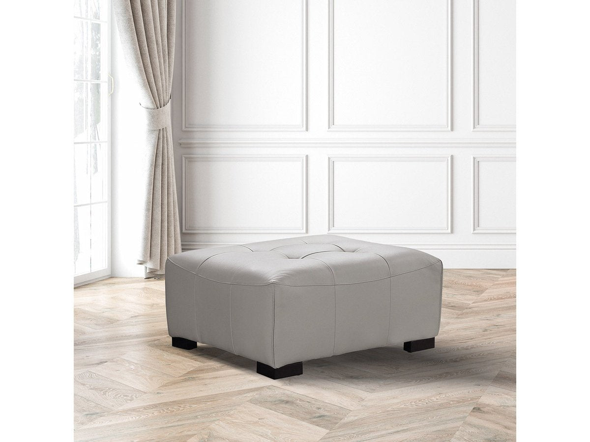 Teagan Leather Ottoman - Gray - Abbyson - Living Room