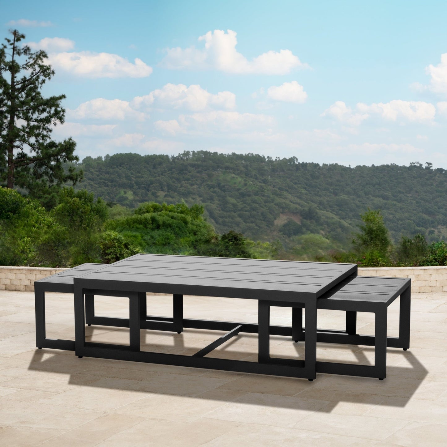 Torren 3-pc Nesting Table Set - White - Abbyson - Outdoor