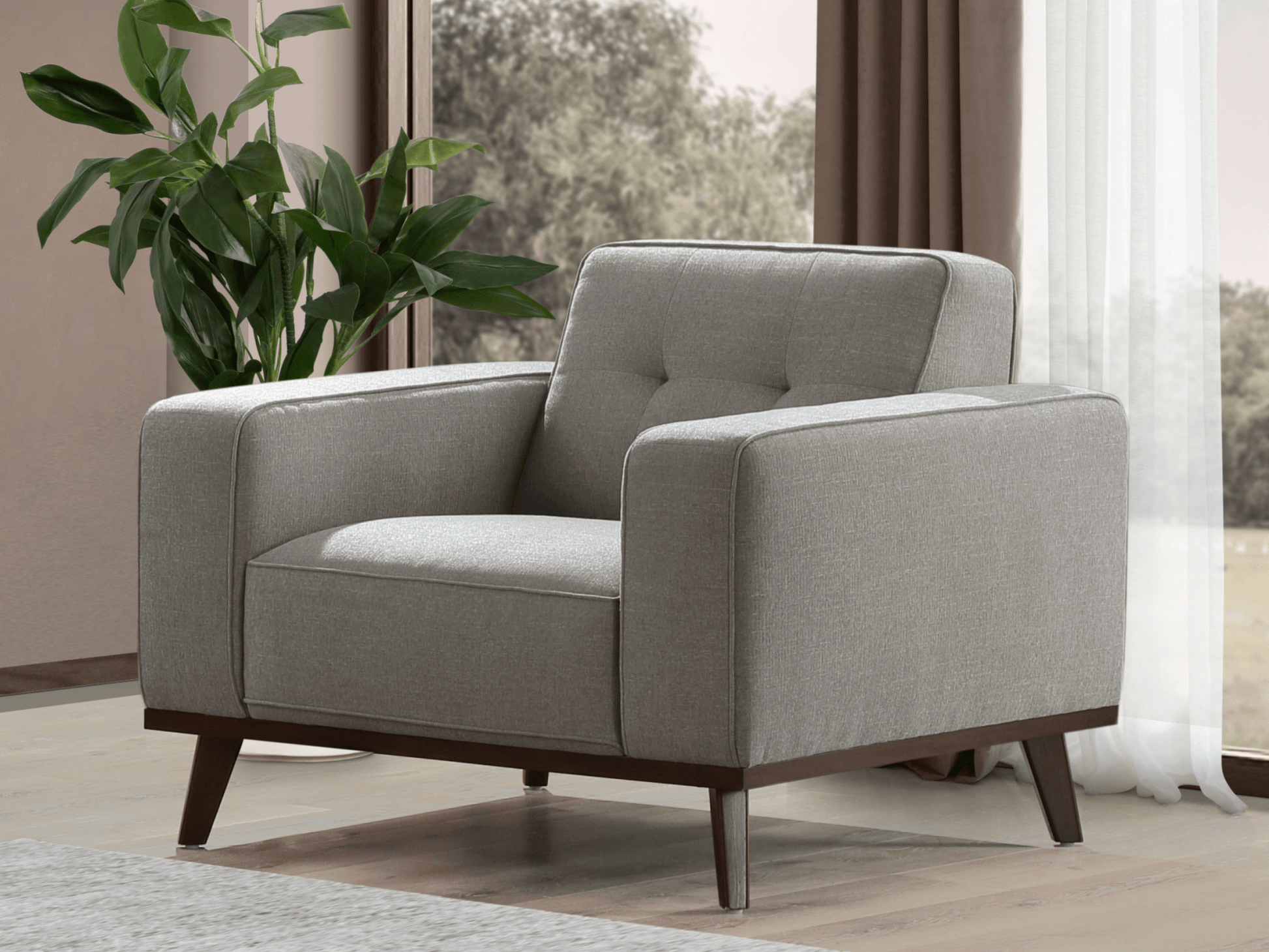Vicenza Mid-Century Upholstered Chair - Gray - Abbyson - Living Room
