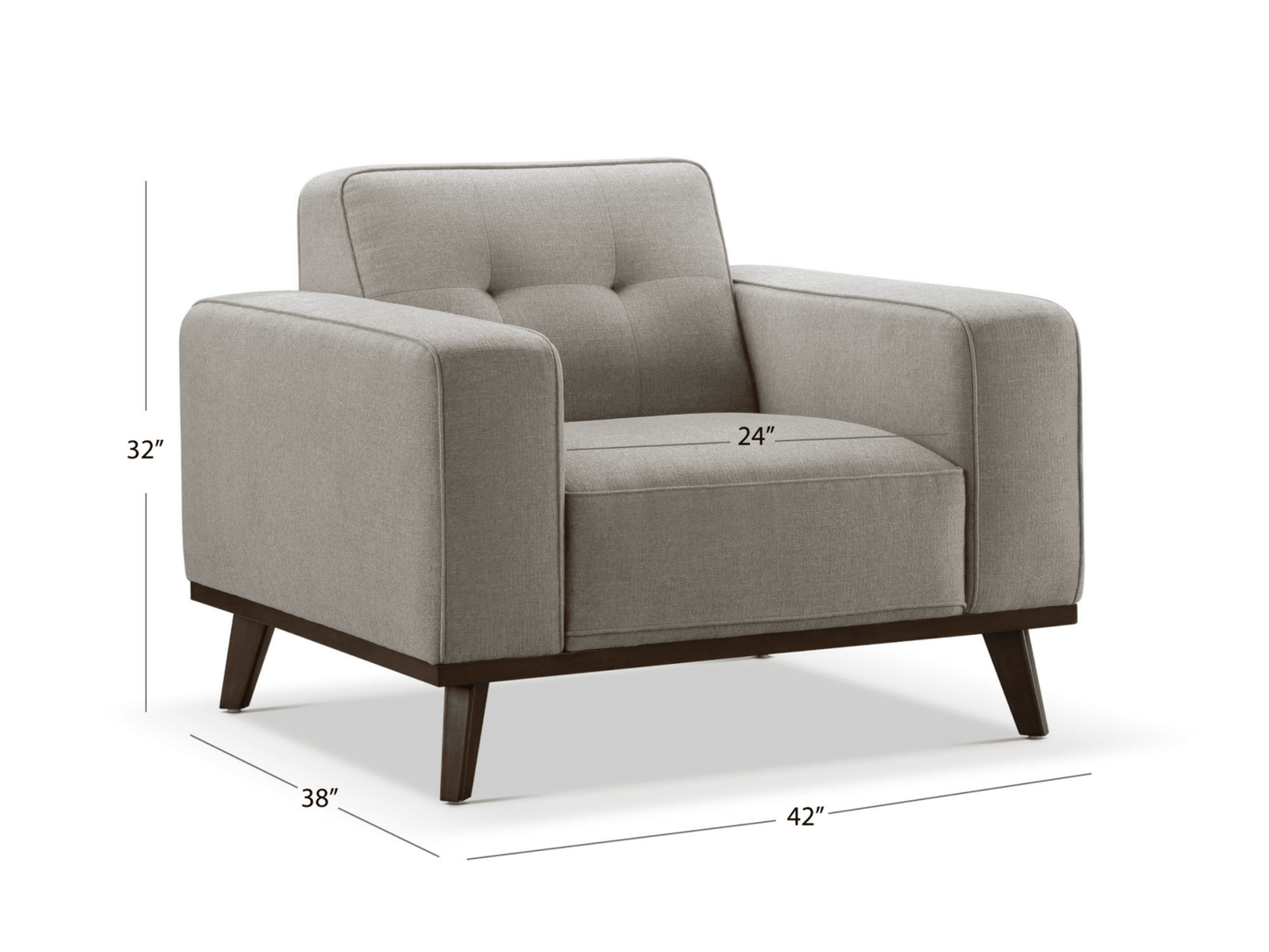 Vicenza Mid-Century Upholstered Chair - Gray - Abbyson - Living Room