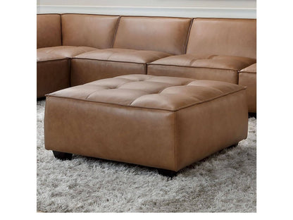 Wallingford Top Grain Leather Ottoman, Camel - Abbyson - Living Room