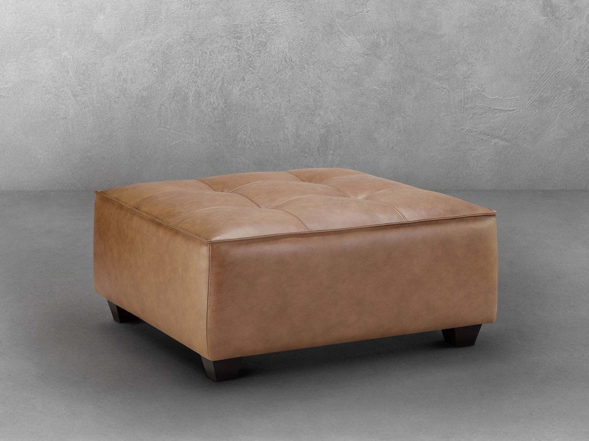 Wallingford Top Grain Leather Ottoman, Camel - Abbyson - Living Room