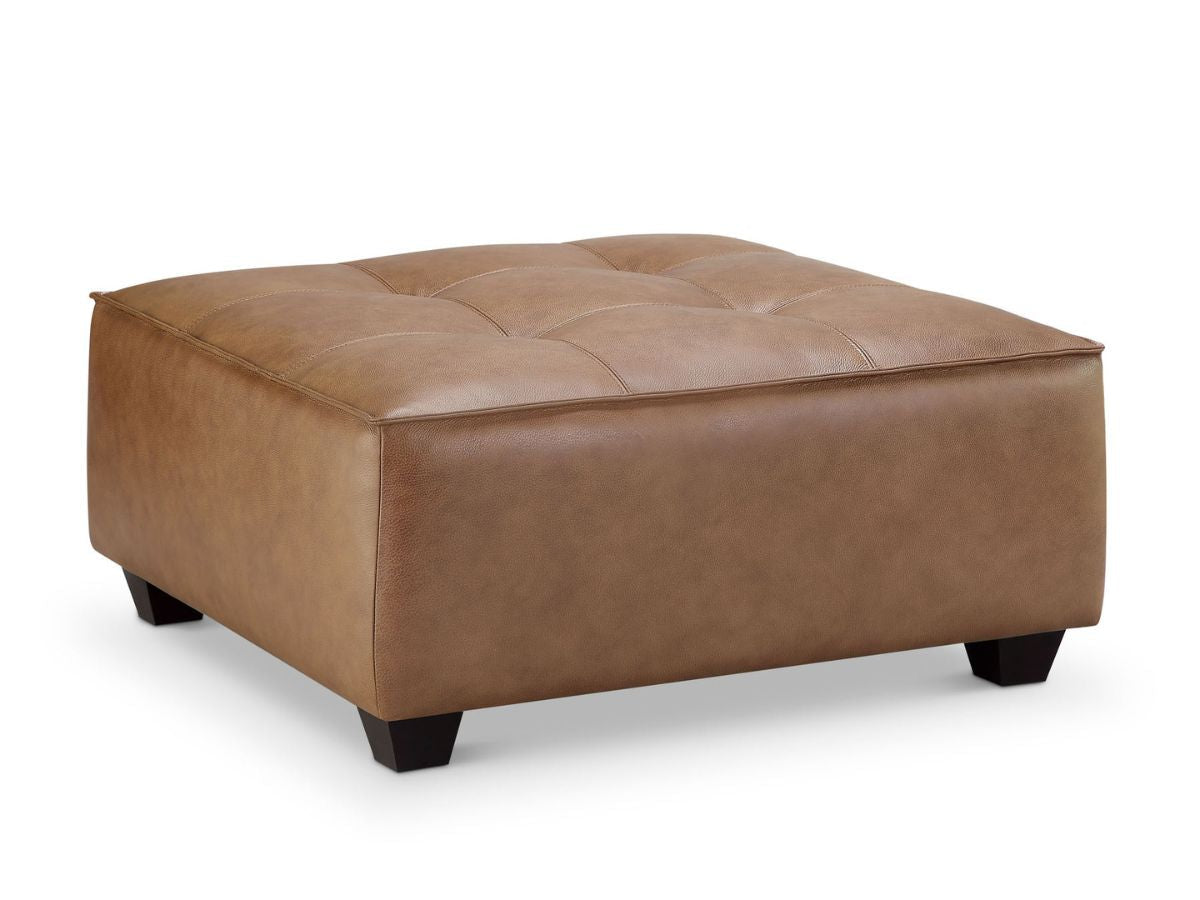 Wallingford Top Grain Leather Ottoman, Camel - Abbyson - Living Room