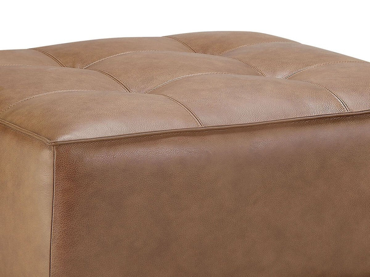 Wallingford Top Grain Leather Ottoman, Camel - Abbyson - Living Room