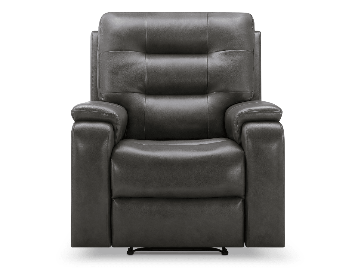 Waylen Top-Grain Leather Manual Recliner - Gray - Abbyson - Living Room