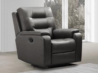 Waylen Top-Grain Leather Manual Recliner - Gray - Abbyson - Living Room
