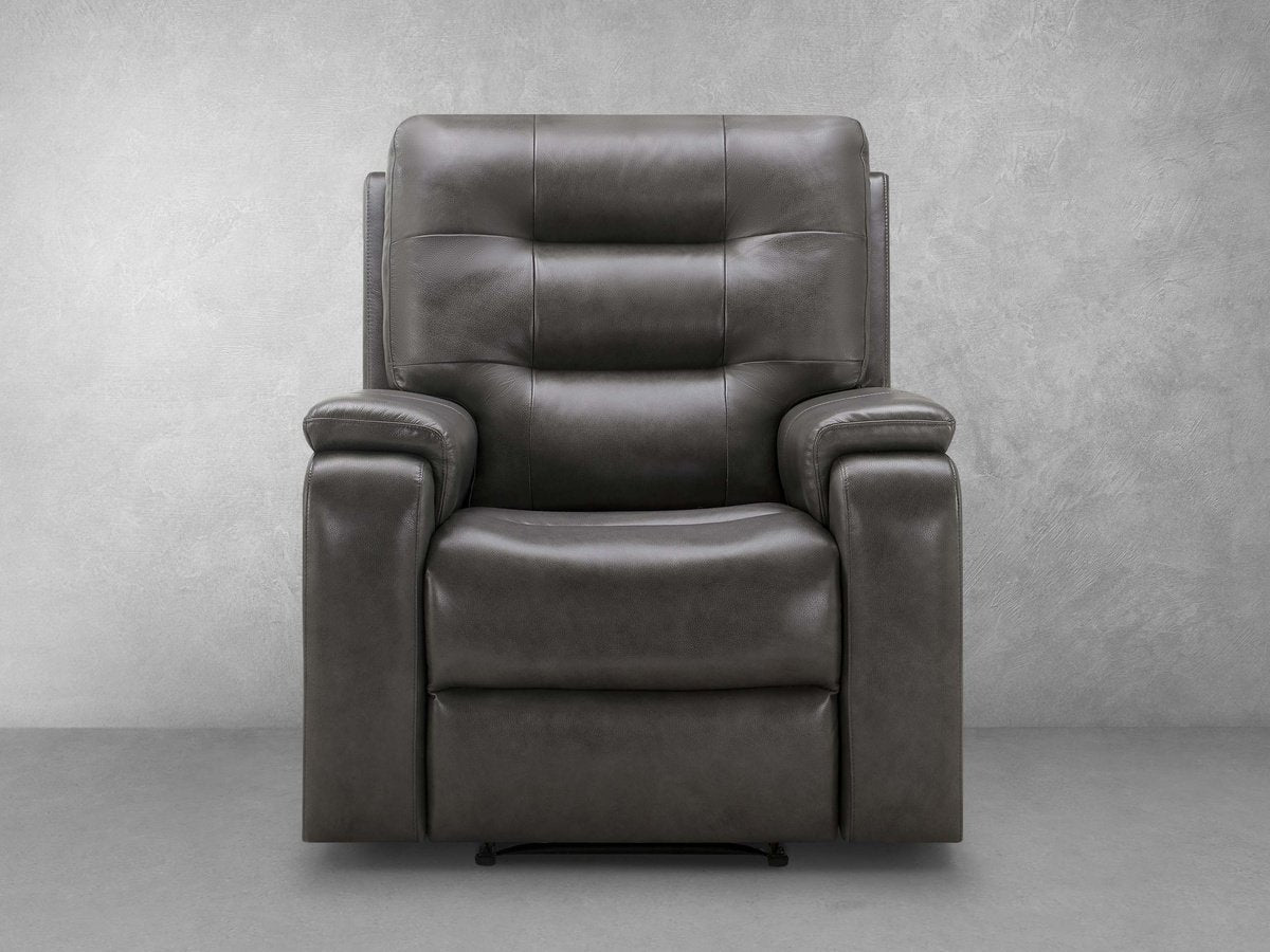 Waylen Top-Grain Leather Manual Recliner - Gray - Abbyson - Living Room