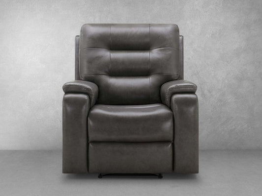 Waylen Top-Grain Leather Manual Recliner - Gray - Abbyson - Living Room