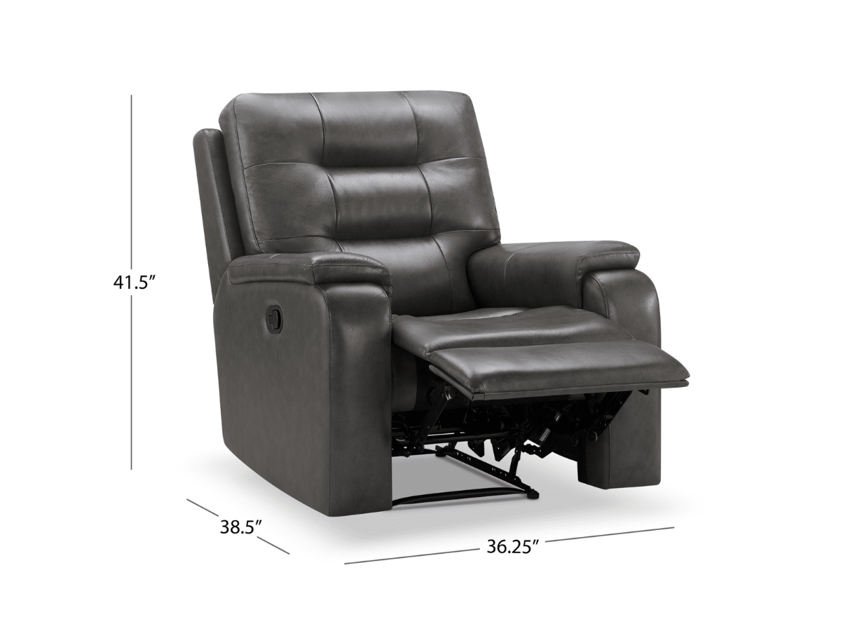 Waylen Top-Grain Leather Manual Recliner - Gray - Abbyson - Living Room