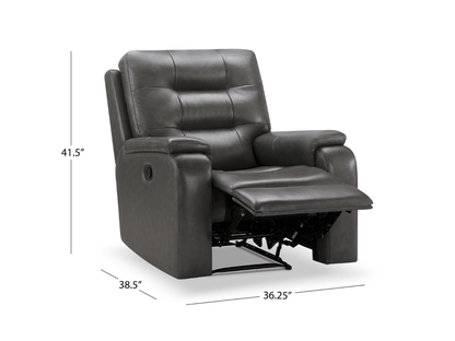 Waylen Top-Grain Leather Manual Recliner - Gray - Abbyson - Living Room