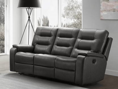 Waylen Top-Grain Leather Manual Reclining Sofa - Gray - Abbyson - Living Room