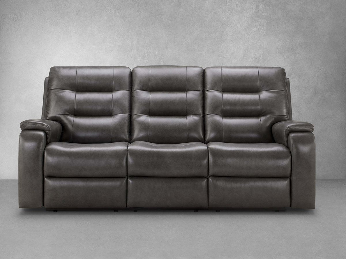 Waylen Top-Grain Leather Manual Reclining Sofa - Gray - Abbyson - Living Room