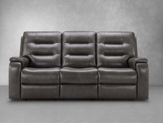 Waylen Top-Grain Leather Manual Reclining Sofa - Gray - Abbyson - Living Room