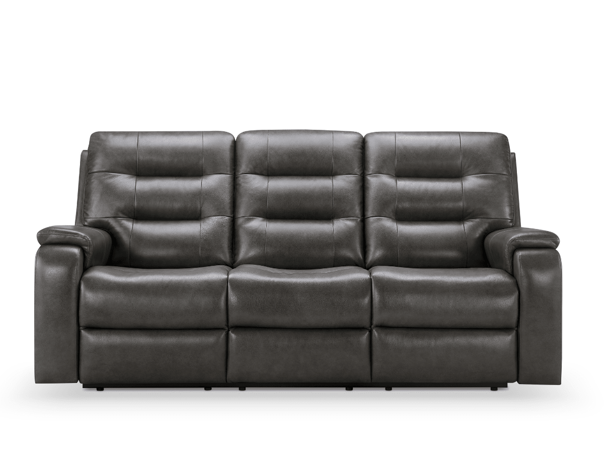 Waylen Top-Grain Leather Manual Reclining Sofa - Gray - Abbyson - Living Room