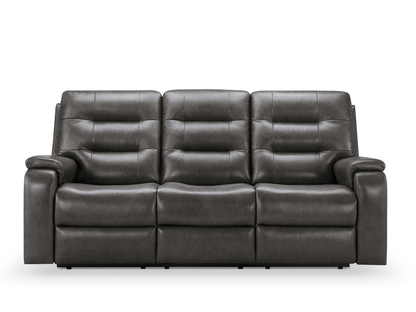 Waylen Top-Grain Leather Manual Reclining Sofa - Gray - Abbyson - Living Room