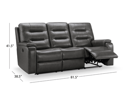 Waylen Top-Grain Leather Manual Reclining Sofa - Gray - Abbyson - Living Room