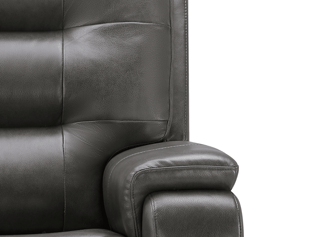 Waylen Top-Grain Leather Manual Reclining Sofa - Gray - Abbyson - Living Room