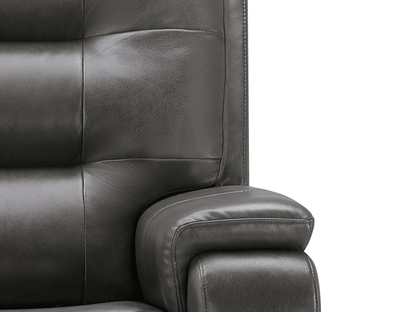 Waylen Top-Grain Leather Manual Reclining Sofa - Gray - Abbyson - Living Room