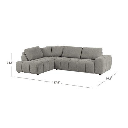 Winston 2PC Fabric Sectional, Gray - Abbyson - Living Room