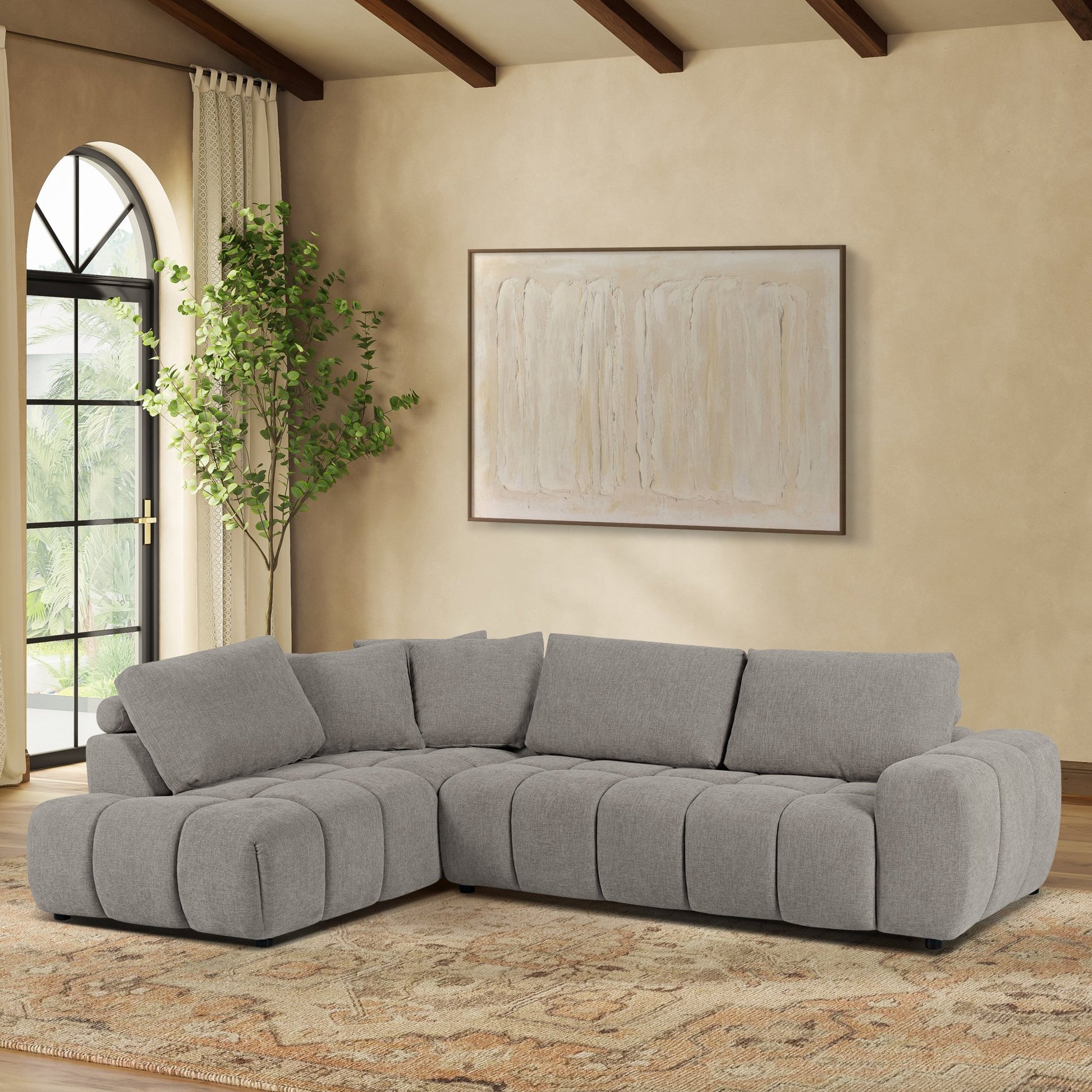 Winston 2PC Fabric Sectional, Gray - Abbyson - Living Room