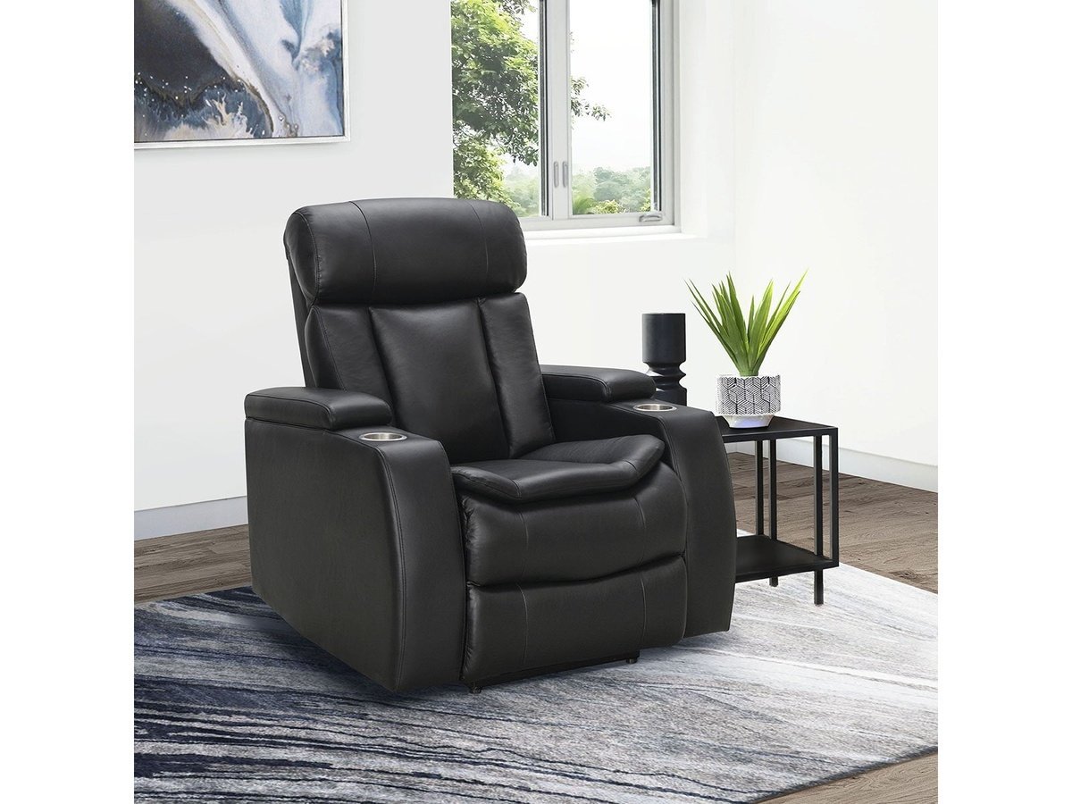 Zayne Power Reclining Leather Chair - Black - Abbyson - Living Room