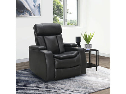 Zayne Power Reclining Leather Chair - Black - Abbyson - Living Room