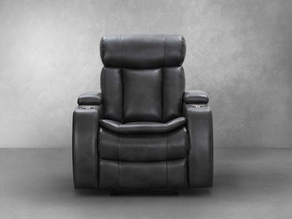 Zayne Power Reclining Leather Chair - Black - Abbyson - Living Room