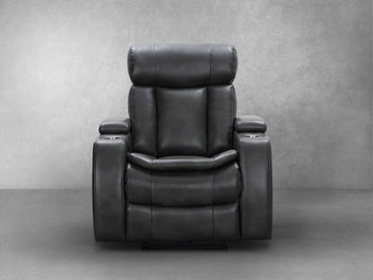 Zayne Power Reclining Leather Chair - Black - Abbyson - Living Room