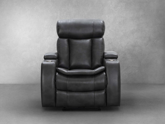 Zayne Power Reclining Leather Chair - Black - Abbyson - Living Room