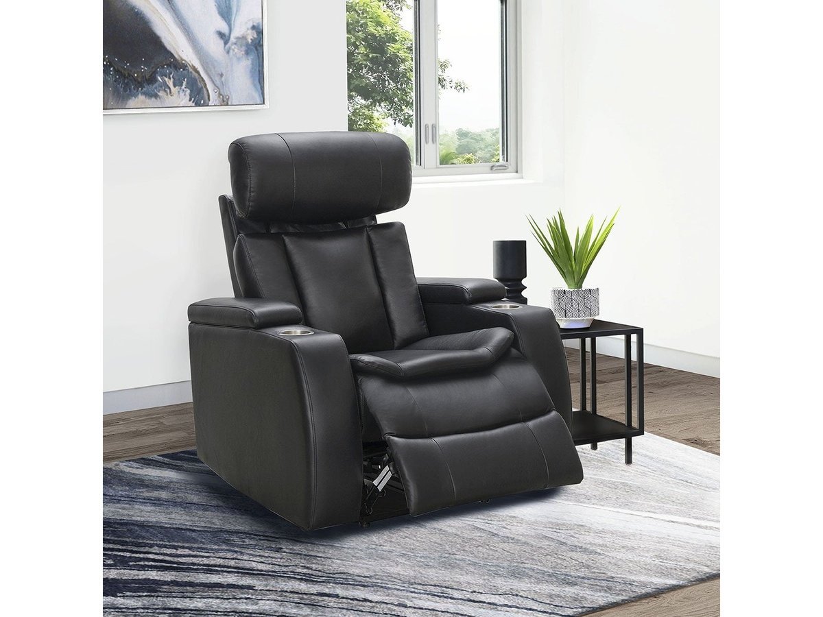 Zayne Power Reclining Leather Chair - Black - Abbyson - Living Room