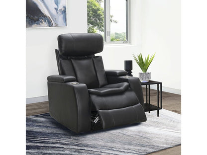 Zayne Power Reclining Leather Chair - Black - Abbyson - Living Room