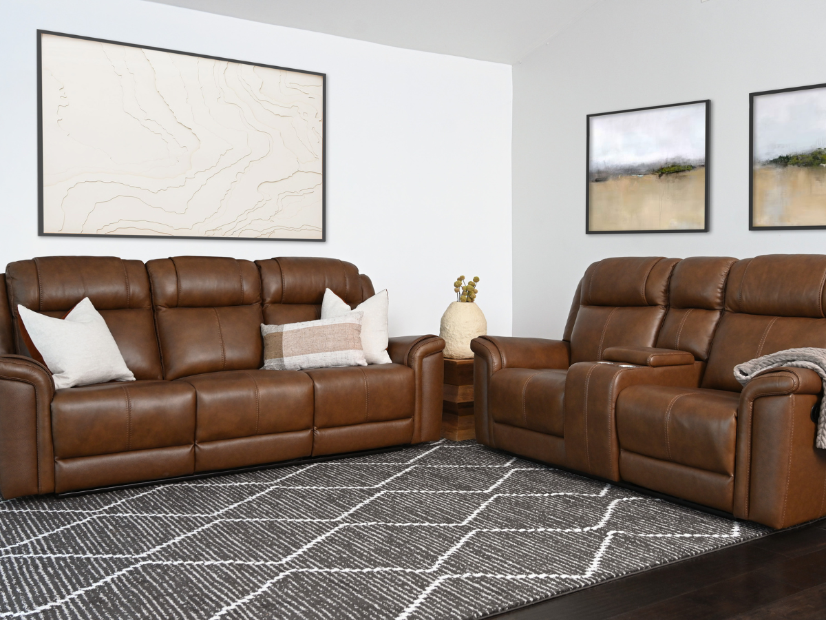 Leather reclining couch and loveseat set sale