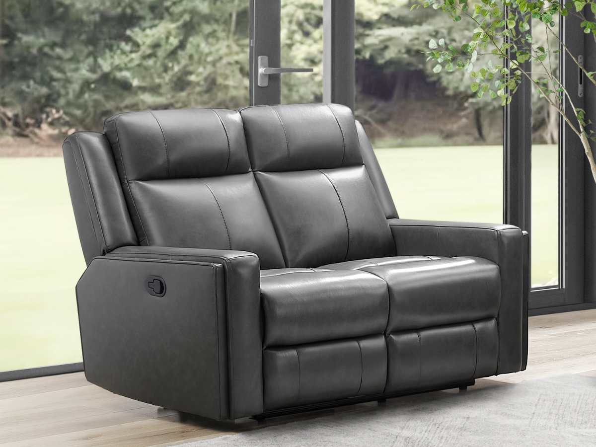 Black leather reclining loveseat sale