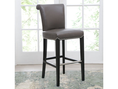 Century Grey Leather Bar Dining Chair Default Title