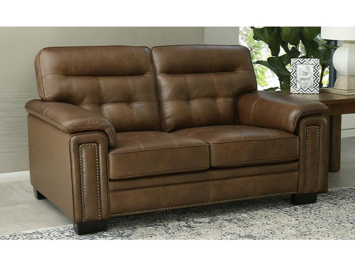 Harrison Leather Loveseat, Camel Default Title