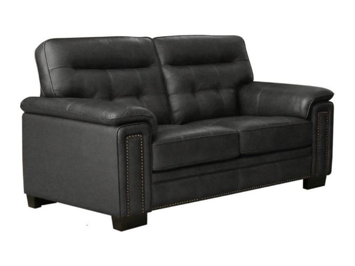 Harrison Leather Loveseat, Grey Default Title