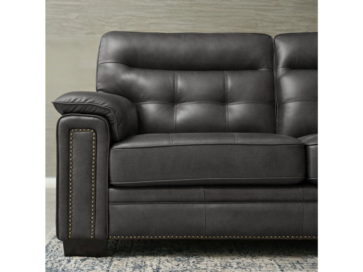 Harrison Leather Loveseat, Grey Default Title