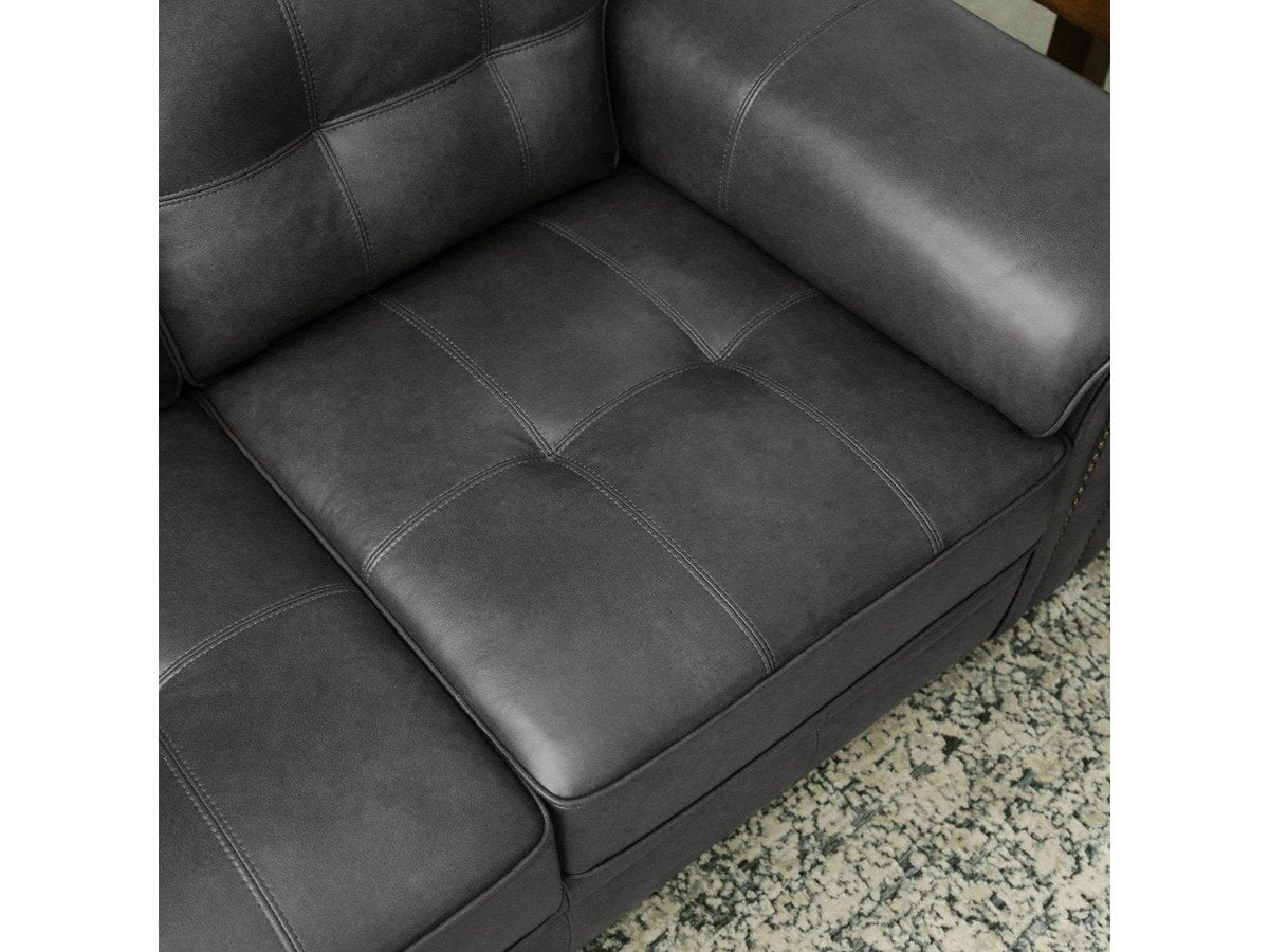 Harrison Leather Loveseat, Grey Default Title