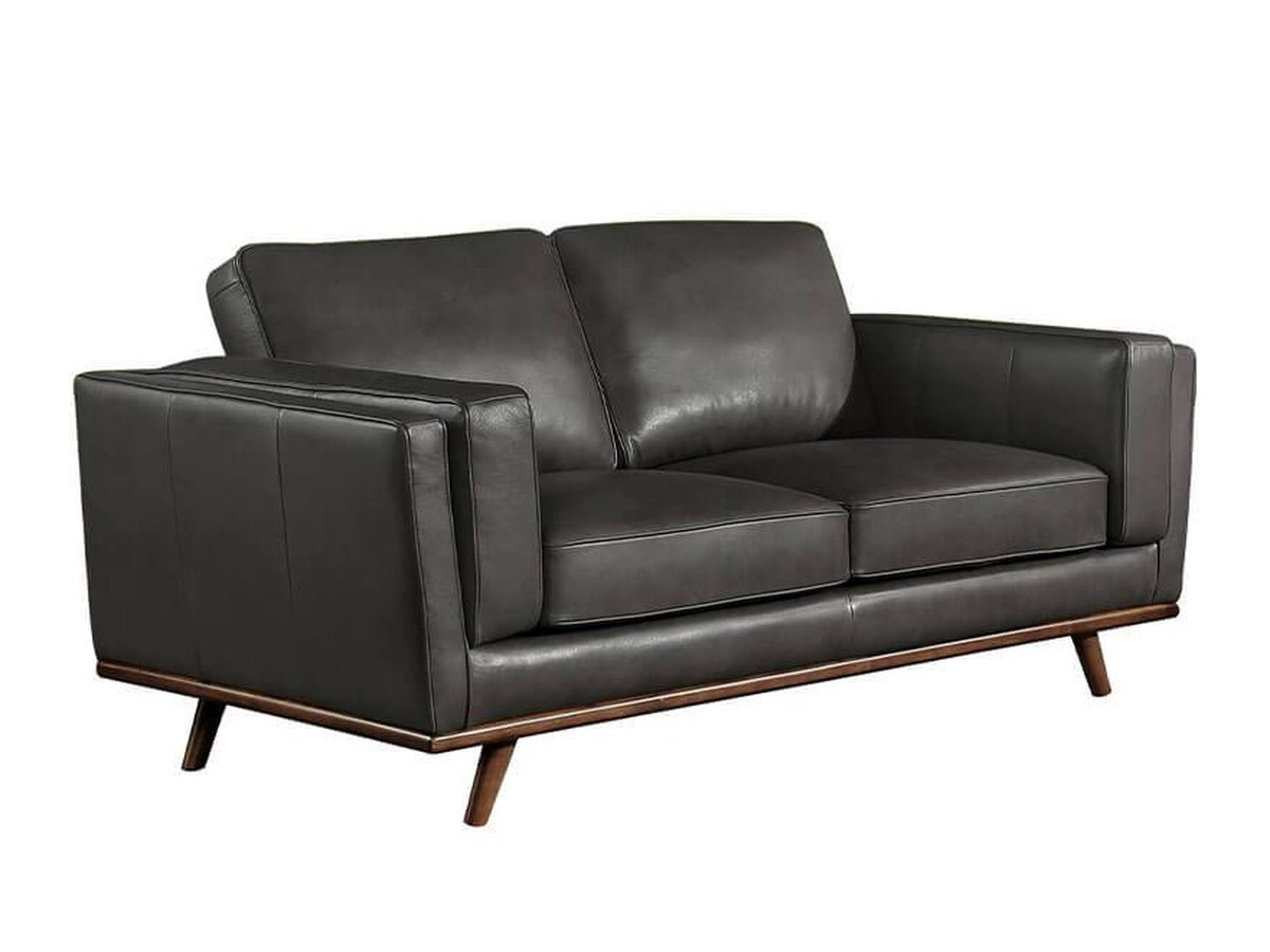 Taverly Leather Loveseat, Grey Default Title