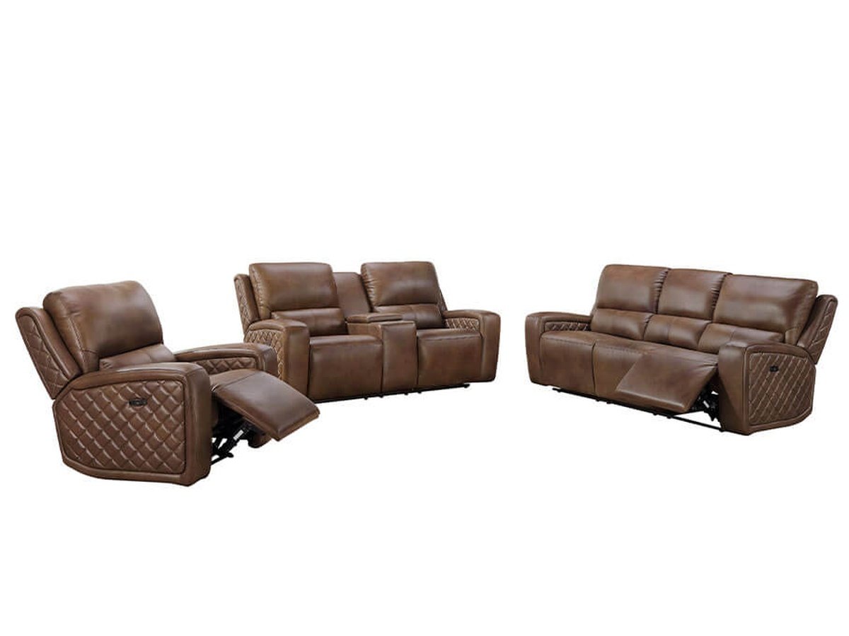 Raymond 3-piece Leather Power Reclining Set, Camel Default Title