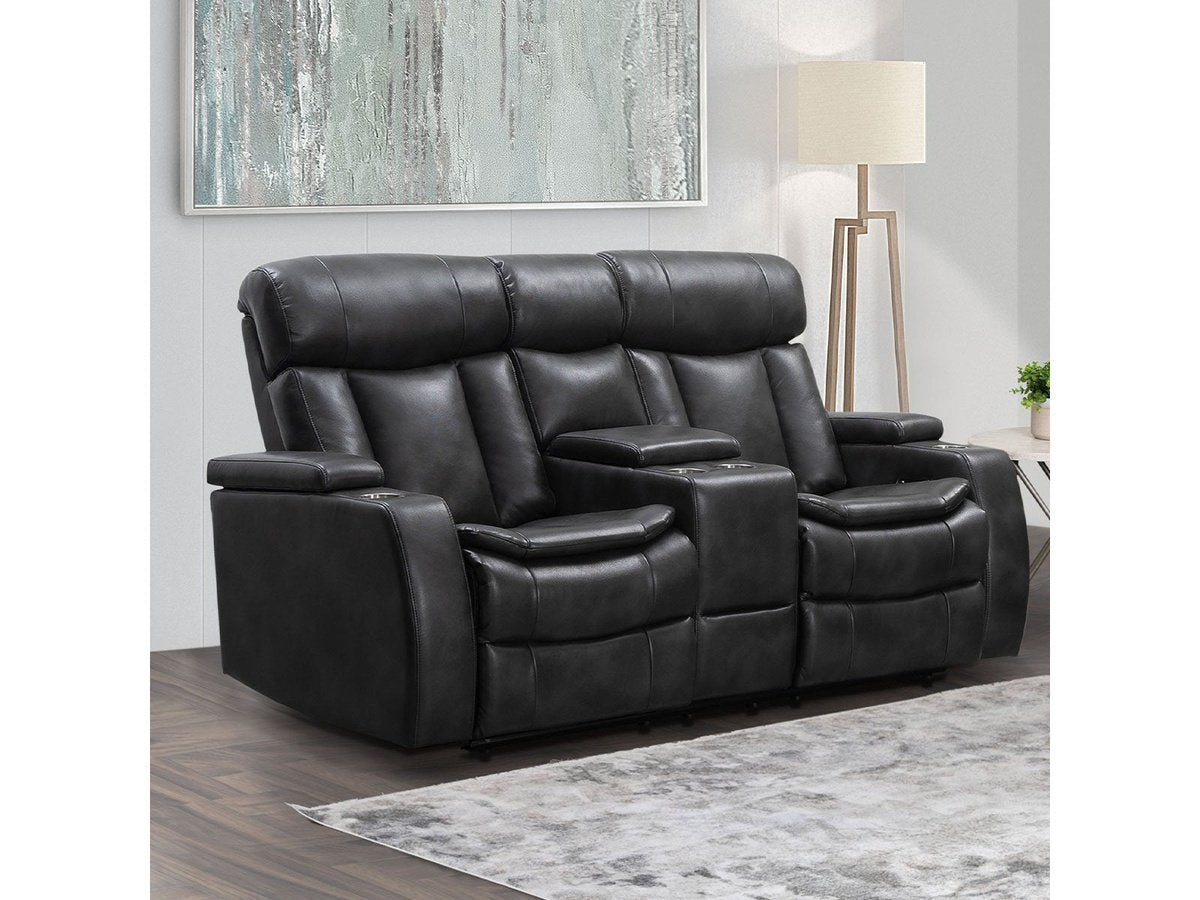 Zayne Power Reclining Leather Loveseat, Black Default Title