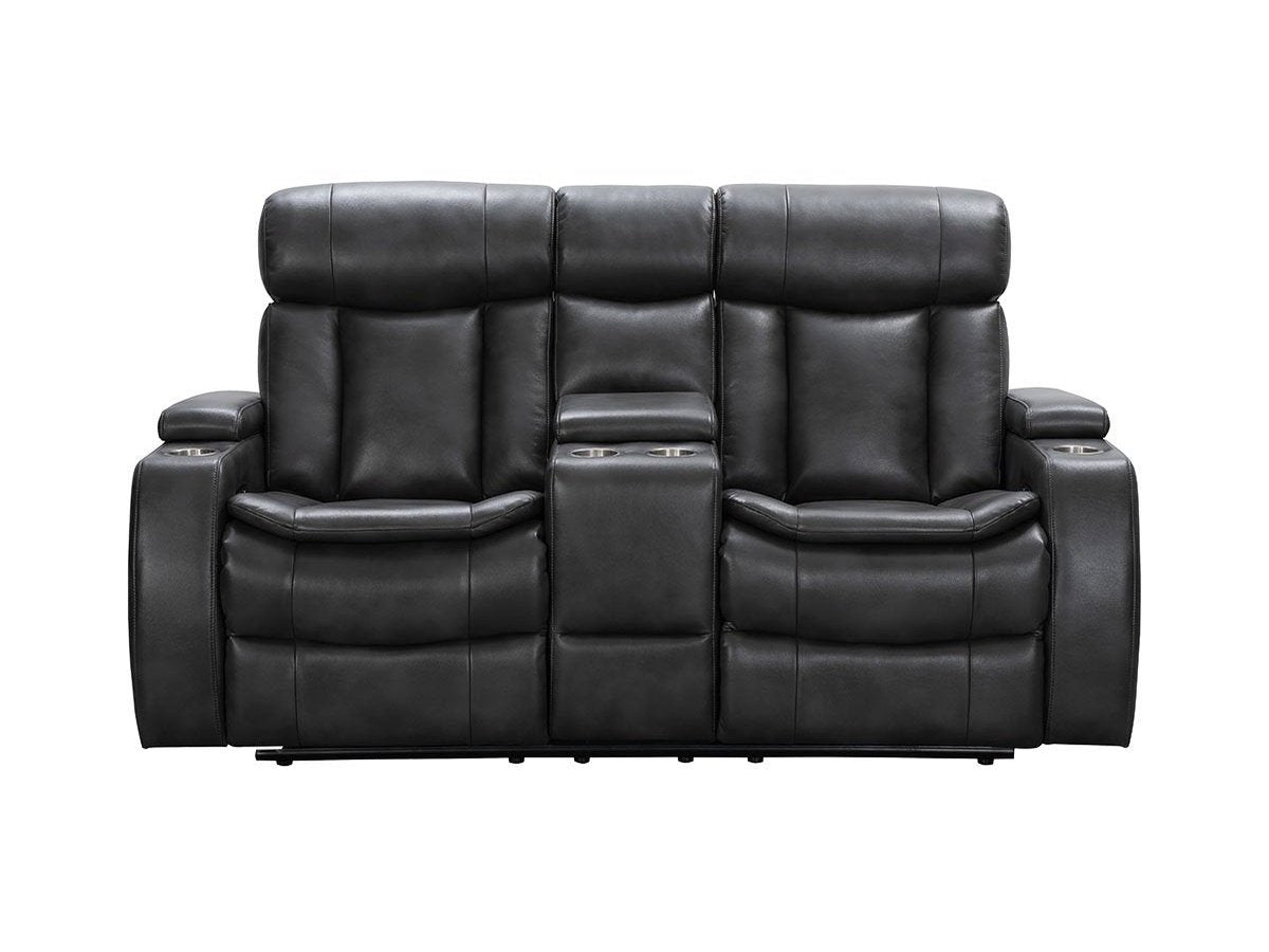 Zayne Power Reclining Leather Loveseat, Black Default Title