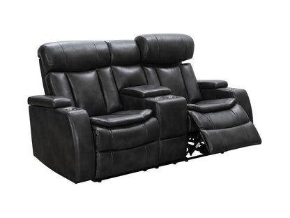 Zayne Power Reclining Leather Loveseat, Black Default Title