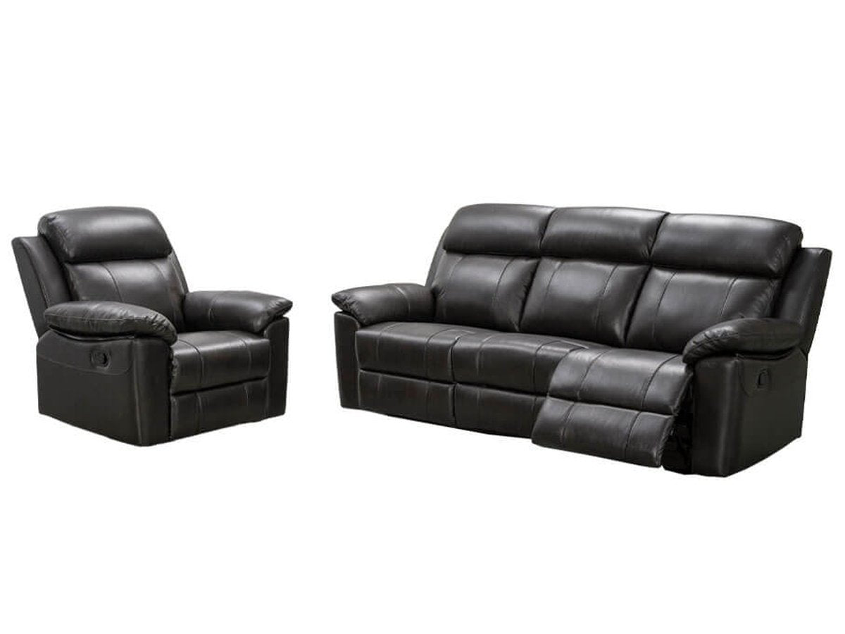 Braylen Top Grain Leather Reclining Sofa And Recliner Set Dark Brown