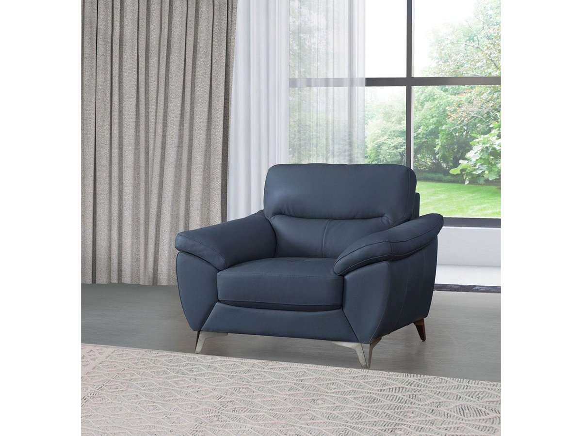 Cadence Top Grain Leather Chair, Blue Default Title